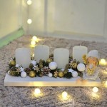 Decoratiune de Craciun pe baza de lemn cu 4 lumanari si ingeras