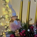 Decoratiune de Craciun cu 4 lumanari in cutie din lemn