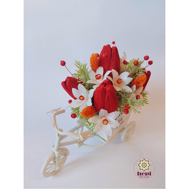 Tricicleta cu lalele si narcise - rosu Tricicleta cu lalele si narcise - rosu