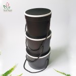 Set 3 cutii rotunde cu capac negru