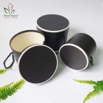 Set 3 cutii rotunde cu capac negru