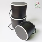 Set 3 cutii rotunde cu capac negru